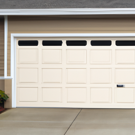 Editorial view of a Clyde Hill residential garage door and driveway, sectional door visible, no people.