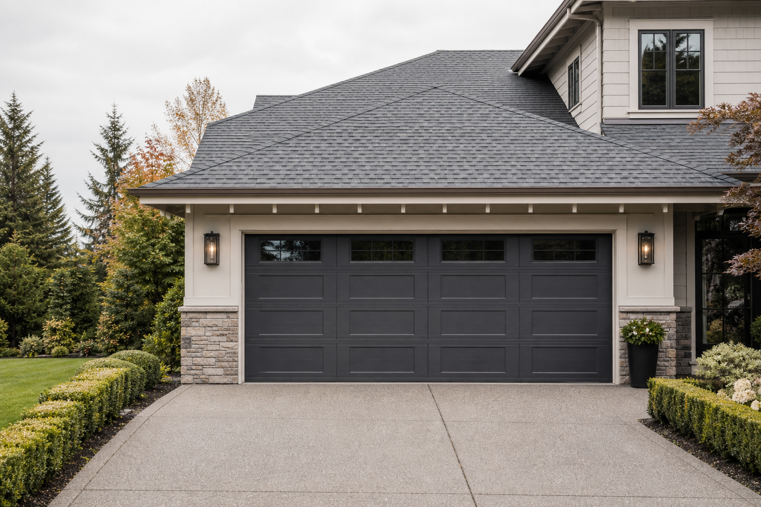 Quiet suburban Clyde Hill home with a visible garage door on a clean driveway